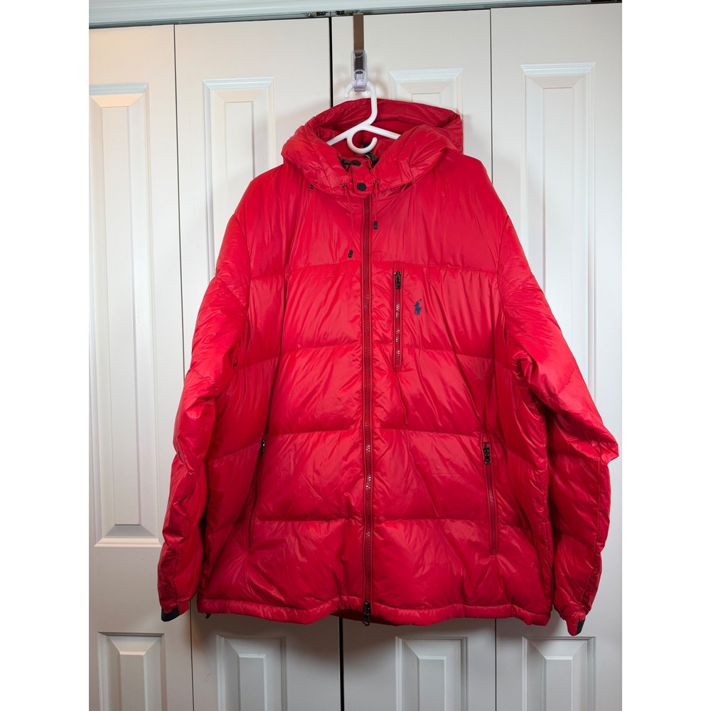 Polo Ralph Lauren Performance Red Puffer Jacket Hooded Mens 2XLT Tall NEW